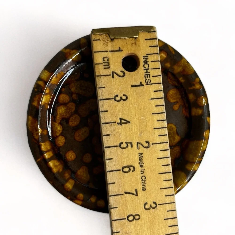 Pier One Candleholder W/Brown & Golden Spotted Glaze